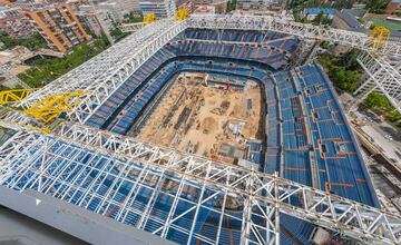 Obras del Santiago Bernabéu: la cubierta empieza a coger forma