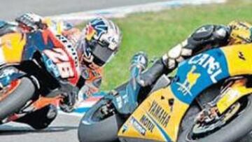 <b>INOLVIDABLE. </b>La carrera del año pasado en Brno la ganó Capirossi, pero Rossi y Pedrosa protagonizaron una batalla inolvidable.