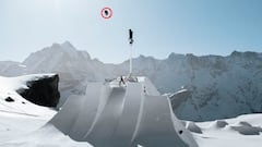 Kim Gubser esquiando más alto que nadie en Suiza.