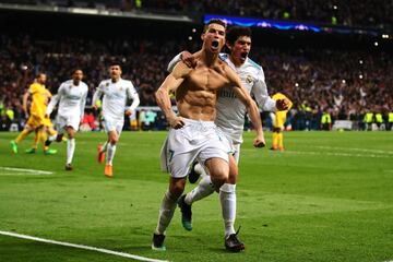 Cristiano Ronaldo celebrates after scoring.