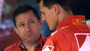 Todt con Schumacher en la carrera de Magny-Cours del 99.