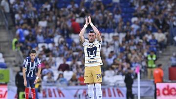 during the 13th round match between Monterrey and Pumas UNAM as part of the Liga BBVA MX, Torneo Apertura 2024 at BBVA Bancomer Stadium on October 23, 2024 in Monterrey, Nuevo Leon, Mexico.