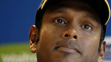 Angelo Mathews during the pre-Test press conference