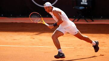 Rafa Nadal, durante un entrenamiento sobre la arcilla del Foro It&aacute;lico del Masters 1.000 de Roma.