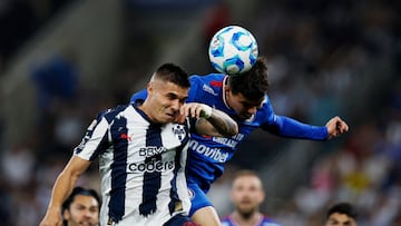 Soccer Football - Liga MX - Monterrey v Cruz Azul - Estadio BBVA, Monterrey, Mexico - February 28, 2026 Monterrey's Uros Djurdjevic in action with Cruz Azul's Jorge Rodarte REUTERS/Daniel Becerril