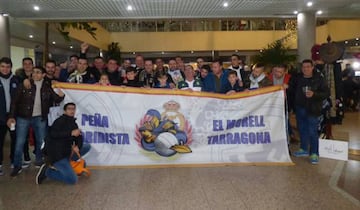 Los miembros de la peña de El Morell, en un viaje reciente a Madrid para un partido del Bernabéu.