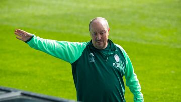 Rafa Benítez durante un entrenamiento con el Celta.