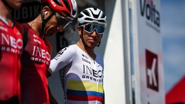 Egan Bernal Gomez of Ineos Grenadiers participates in the 104th Volta Ciclista a Catalunya 2025, Stage 4 from Sant Vicens de Castellet to Montserrat on March 27, 2025, in Sant Vicens de Castellet, Spain. (Photo by Gongora/NurPhoto via Getty Images)