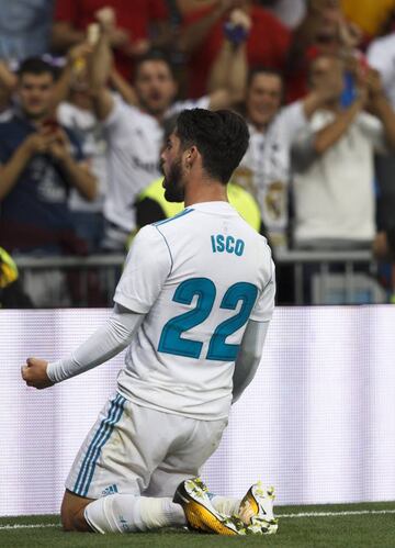 Isco celebrates in front of the home fans.