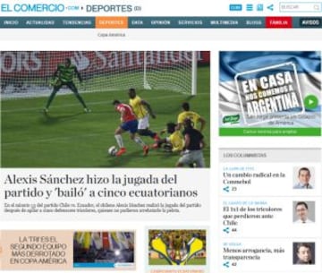 El peri&oacute;dico ecuatoriano elogi&oacute; una jugada puntual de Alexis S&aacute;nchez.