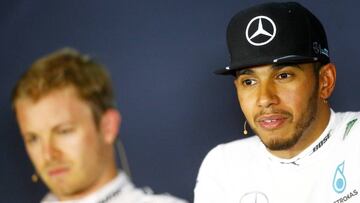 Lewis Hamilton y Nico Rosberg en la conferencia de prensa del GP de Austria.