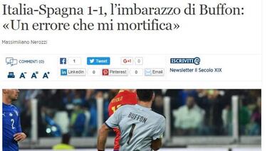 Las fuertes críticas en Italia a Buffon por su grosero error