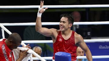 2016 Rio Olympics - Boxing - Quarterfinal - Men's Middle (75kg) Round of 16 Bout 218 - Riocentro - Pavilion 6 - Rio de Janeiro, Brazil - 15/08/2016. Misael Rodriguez (MEX) of Mexico reacts. REUTERS/Yves Herman FOR EDITORIAL USE ONLY. NOT FOR SALE FOR MARKETING OR ADVERTISING CAMPAIGNS.