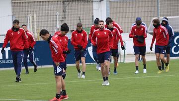 Osasuna durante un entrenamiento en Tajonar.