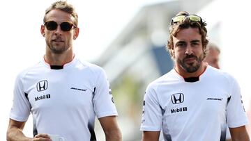 Button y Alonso, compañeros de equipo en McLaren Honda.