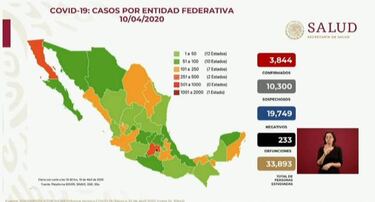 Mapa y casos de coronavirus en México por estados hoy 11 de abril