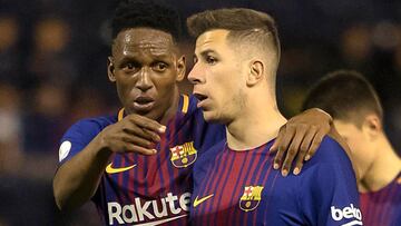 Penal y baile de Yerry Mina con Barcelona