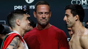 MMA - UFC Fight Night - Brandon Moreno v Steve Erceg - Weigh-In - Arena CDMX, Mexico City, Mexico - March 28, 2025 Brandon Moreno and Steve Erceg face off during the weigh-in REUTERS/Henry Romero