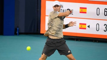 Martín Landaluce, durante su partido contra Jaume Munar en Miami.