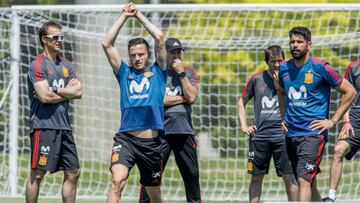 Sa&uacute;l, entrenando con la Selecci&oacute;n Espa&ntilde;ola.