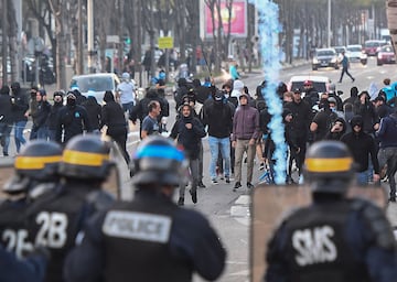 The supporters of Olympique Marseille from Ligue 1 and Serie A's Lazio came up against each other around the Stade Vélodrome, and the police weren't far away.