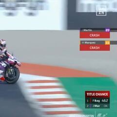 Así fue el momento en el que Martín tira a Márquez y se va al suelo