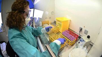 MADRID, 04/08/2020.- Aspecto del trabajo en el Laboratorio Regional de Salud Pública, referente en la realización de estudios de seroprevalencia, donde se ha instalado uno de los siete robots de última generación para la realización de pruebas COVID-19 y que este martes ha visitado el consejero madrileño de Sanidad, Enrique Ruiz Escudero. EFE/ Fernando Villar