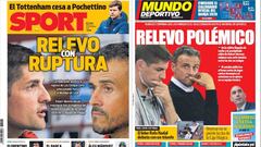Portadas de los diarios Sport y Mundo Deportivo del d&iacute;a 20 de noviembre de 2019.
