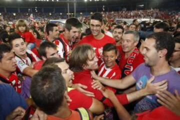 Los jugadores del Almería celebraron el ascenso a primera division