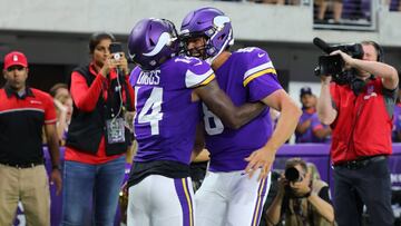 El quarterback de los Vikingos salió en una noche soñada al lanzar para 346 yardas y tres pases de anotación en la victoria de su equipo 29-19 ante Nueva Orleans.