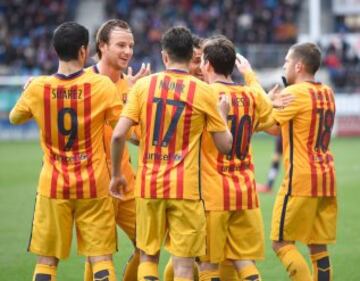 Celebración del gol de Messi que hace el 0-2 ante el Eibar.