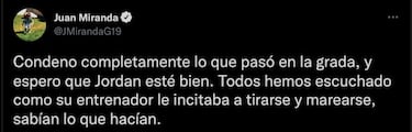 Camarasa, sobre Lopetegui: "Ha incitado a Jordán a marearse y tirarse al suelo"