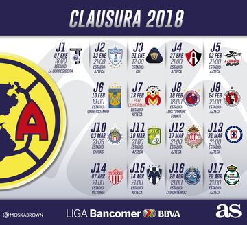 Checa el calendario de los 18 equipos de la Liga MX