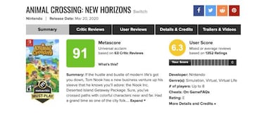 Animal Crossing: New Horizons, afectado por review bombing en Metacritic