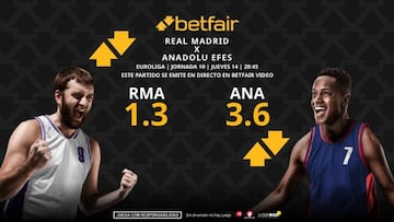 Real Madrid vs. Anadolu Efes: horario, TV, pronósticos, estadísticas y clasificación