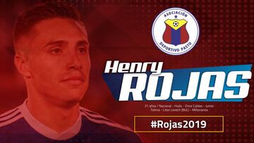 Henry Rojas sell&oacute; su fichaje con el Deportivo Pasto tras haber jugador tres temporadas con Millonarios