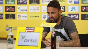 Momo, jugador de Las Palmas, en rueda de prensa.
