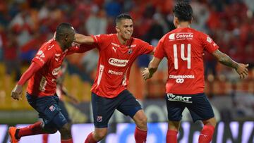 Jugadores de Independiente Medellín celebrando un gol ante Boyacá Chicó por la Liga Águila II-2018