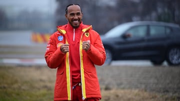 Lewis Hamilton, tras su primer día de test con el Ferrari en Fiorano.