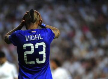 El lamento de Vidal tras una jugada en que estuvo cerca del segundo.