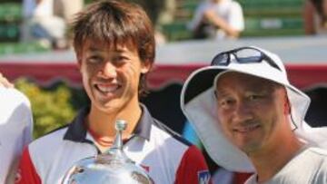  Kei Nishikori junto a su entrenador Michael Chang.