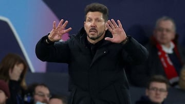 Simeone, durante el Manchester United-Atlético de Madrid