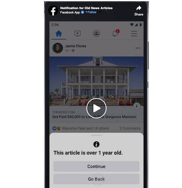 Facebook te advertirá al compartir artículos con más de 3 meses