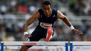 Orlando Ortega compite en la prueba de 110 metros valles en el mitin de la IAAF Diamond League en Estocolmo.