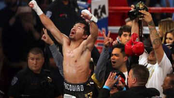 Manny Pacquiao celebra su victoria.