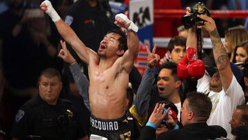 Manny Pacquiao celebra su victoria.