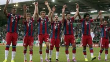 Los jugadores del Bayern, tras un partido.