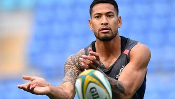 Israel Folau durante un entrenamiento de los Wallabies en el estadio CBUS de Gold Coast, Queensland (Australia).