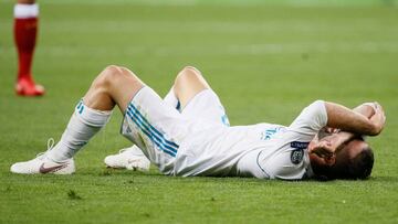 El lateral derecho del Real Madrid, Dani Carvajal, durante la final de la Champions League.