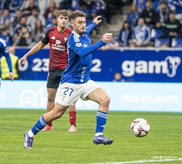 El centrocampista carbayón dio una clase de como tener colocarse para conseguir un gol. Otro de los protagonistas de la goleada asturiana al Mirandés.